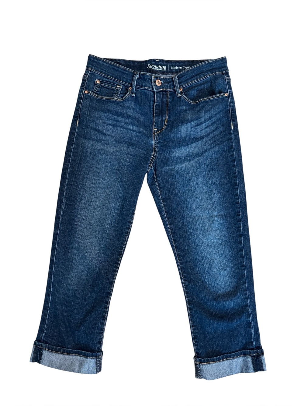 Signature By Levi’s Modern Capri Cuffed Blue Jeans Size 6‎